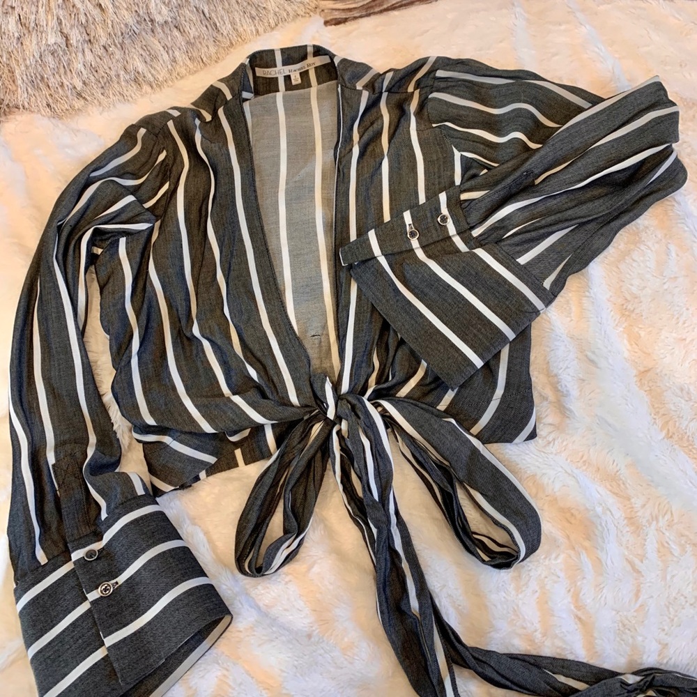 Rachel Roy striped shirt with tie